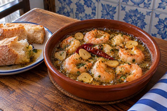 Garlic prawns in sizzling oil