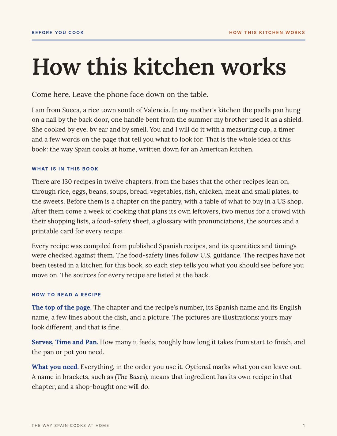 The first page of How this kitchen works
