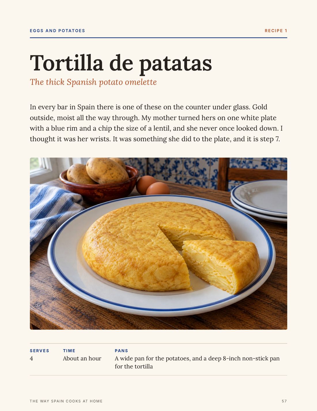 The opening page of the potato omelette recipe